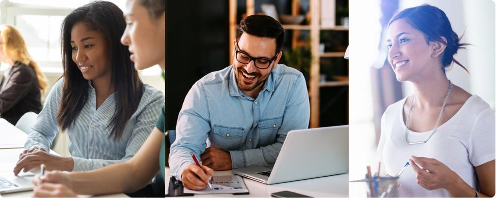 man and women smiling